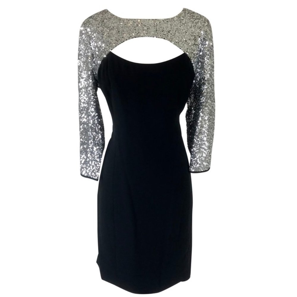 NUE by Shani Cocktail Dress Black Silver Sequin